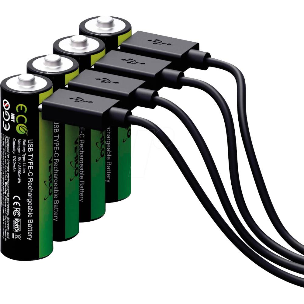 LoopEnergy Li-Ion-Akku AA2550, USB-C, 4er-Pack
