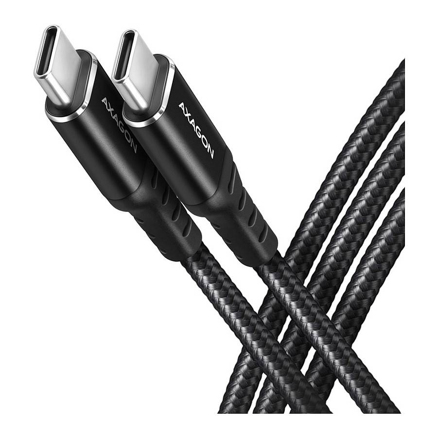 Zwei schwarze geflochtene USB-C-Ladekabel mit silbernen Steckern, die sich auf weißem Hintergrund kreuzen, mit der Bezeichnung 'LAGON'.