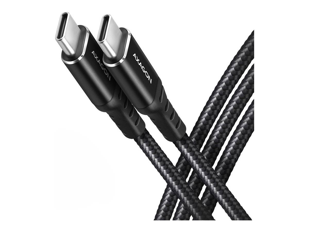 Zwei schwarze USB-C-Ladekabel mit geflochtenen Umhüllungen und rechtwinkligen Steckern, die sich auf weißem Hintergrund kreuzen.