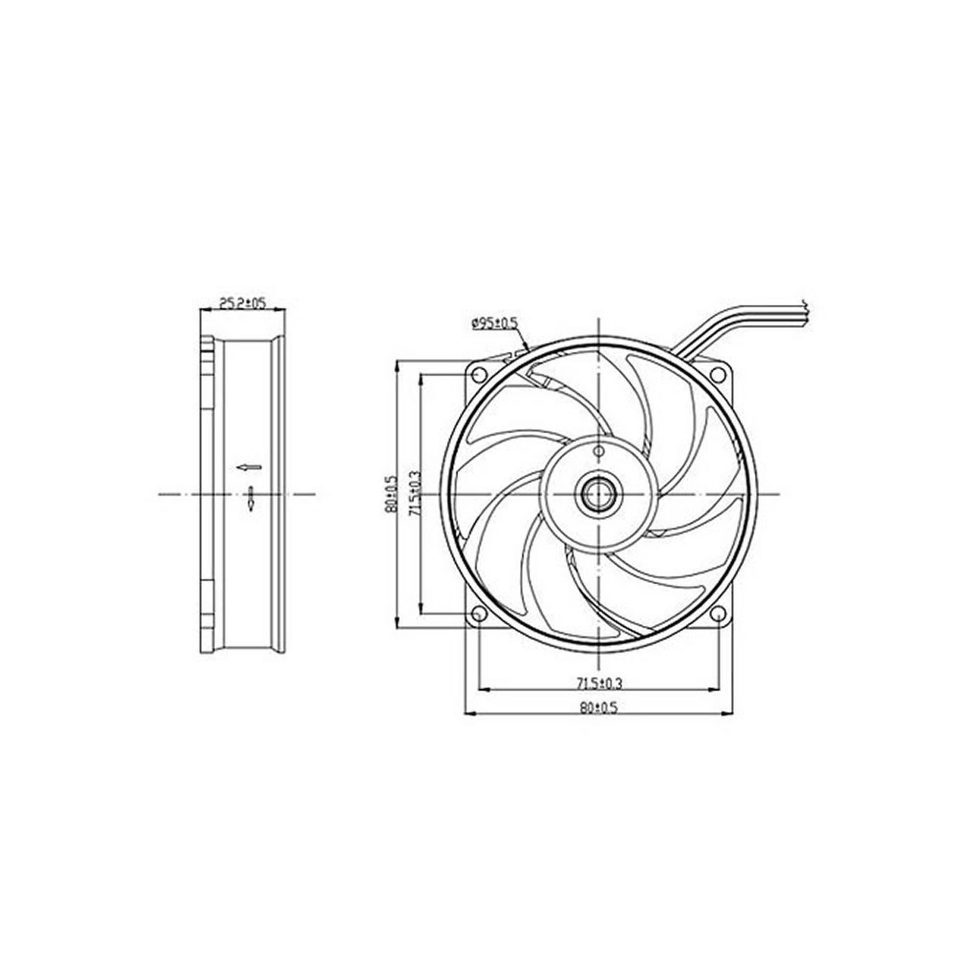 Titan TFD-9525H12ZP/KU(RB), Ventilator, 9,5 cm, 900 RPM, 2600 RPM, 27 dB, 39,19 cfm