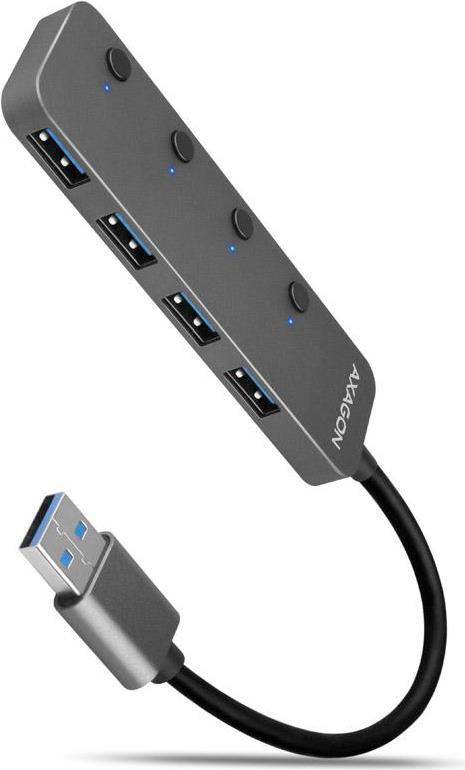 AXAGON HUE-MSA Superspeed USB-A Switch Hub 4x USB 3.0 aktiv - 20cm schwarz - 0,2