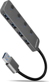 AXAGON HUE-MSA Superspeed USB-A Switch Hub 4x USB 3.0 aktiv - 20cm schwarz - 0,2