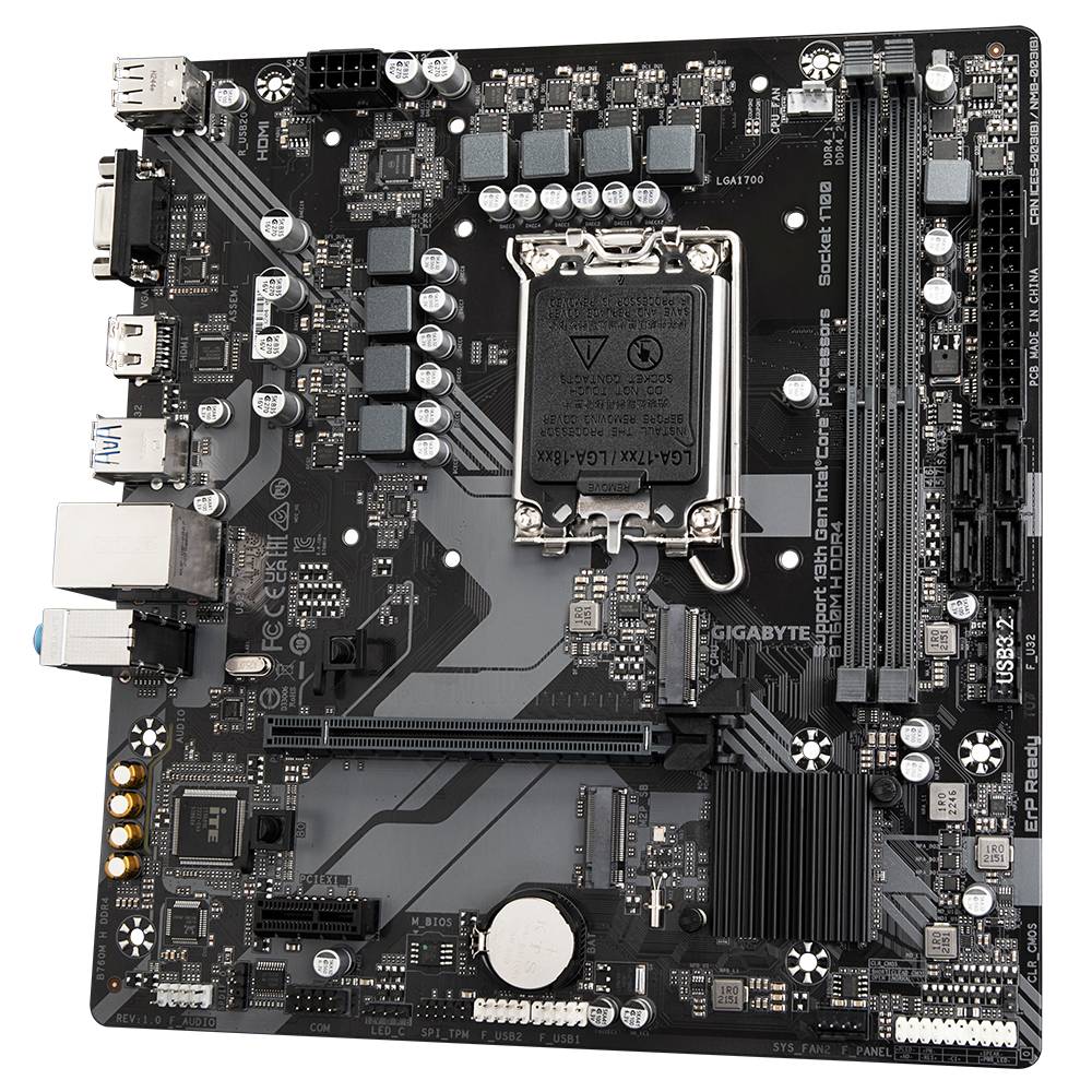 Gigabyte B760M H DDR4 - 1.0 - Motherboard - micro ATX - LGA1700-Sockel - B760 Chipsatz - USB 3.2 Gen 1 - Gigabit LAN - Onboard-Grafik (CPU
