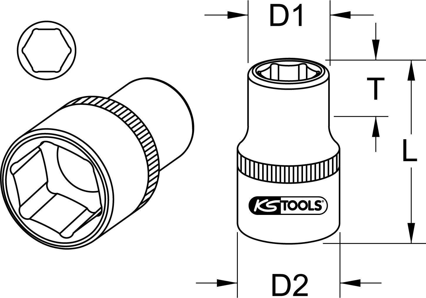 KS TOOLS 3/8'' CLASSIC Sechskant-Stecknuss, 9/32'' (917.3871)