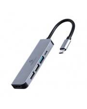 Gembird Multi Port Adapteris USB Type C 5in1 Hub + HDMI + PD Silber