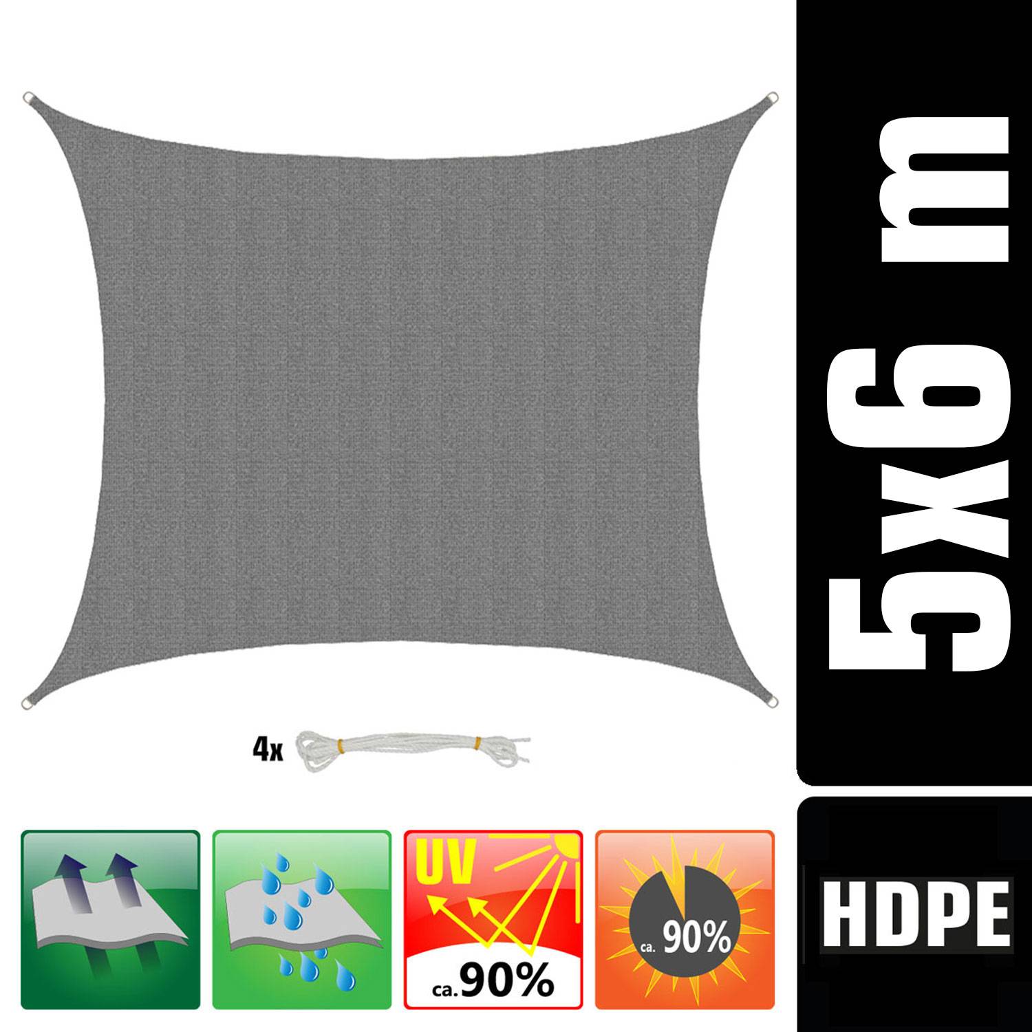 UV Sonnensegel Wasserdurchlässig 6x5 - Rechteckig - Sonnenschutz Garten Terrasse