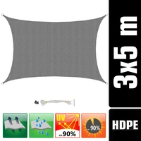 UV Sonnensegel Wasserdurchlässig 5x3 - Rechteckig - Sonnenschutz Garten Terrasse UV Sonnensegel Wasserdurchlässig 5x3 - Rechteckig - Sonnenschutz Garten Terrasse