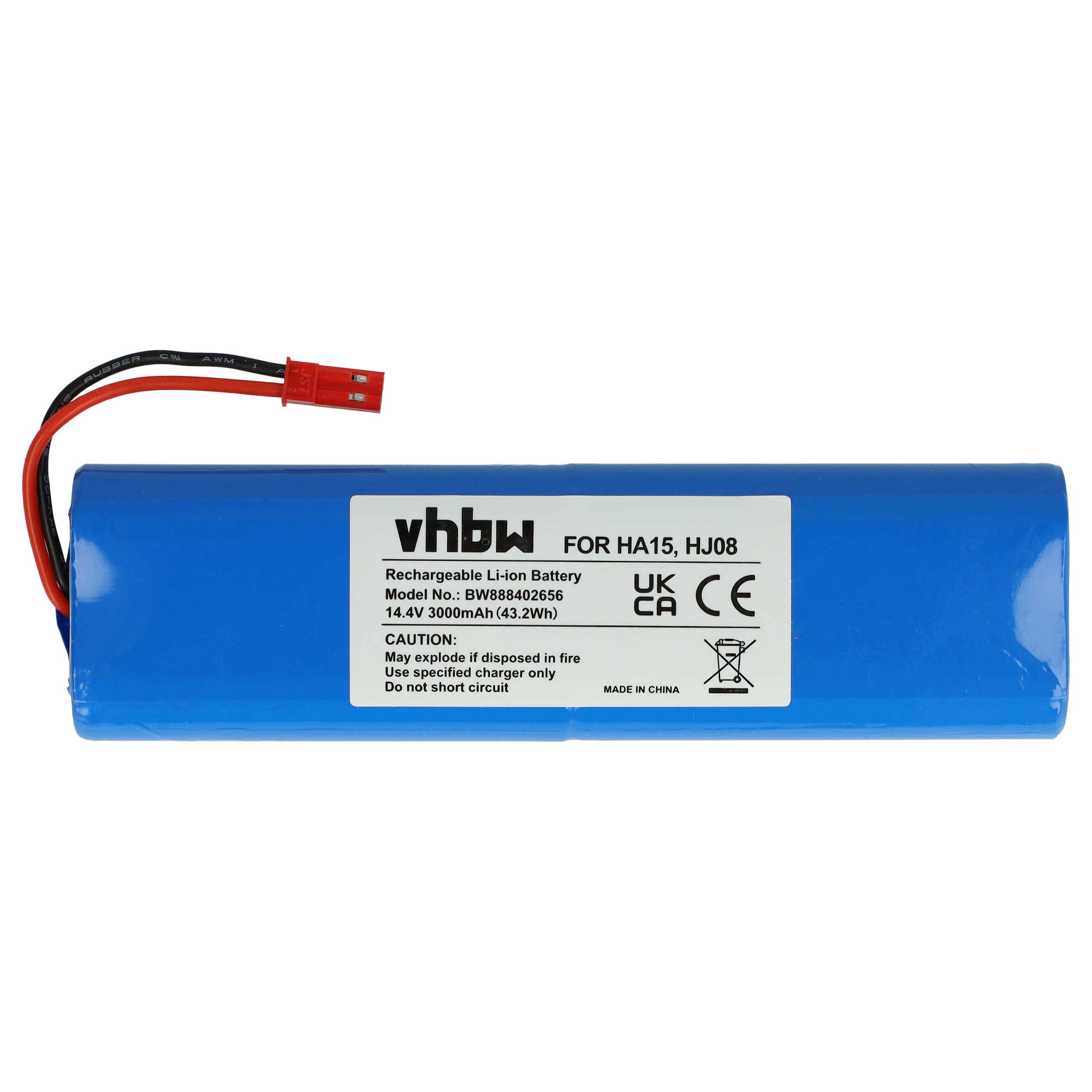 vhbw Akku kompatibel mit Zaco V5x, V3, V40, V5s Pro Staubsauger (3000 mAh, 14,4 V, Li-Ion)