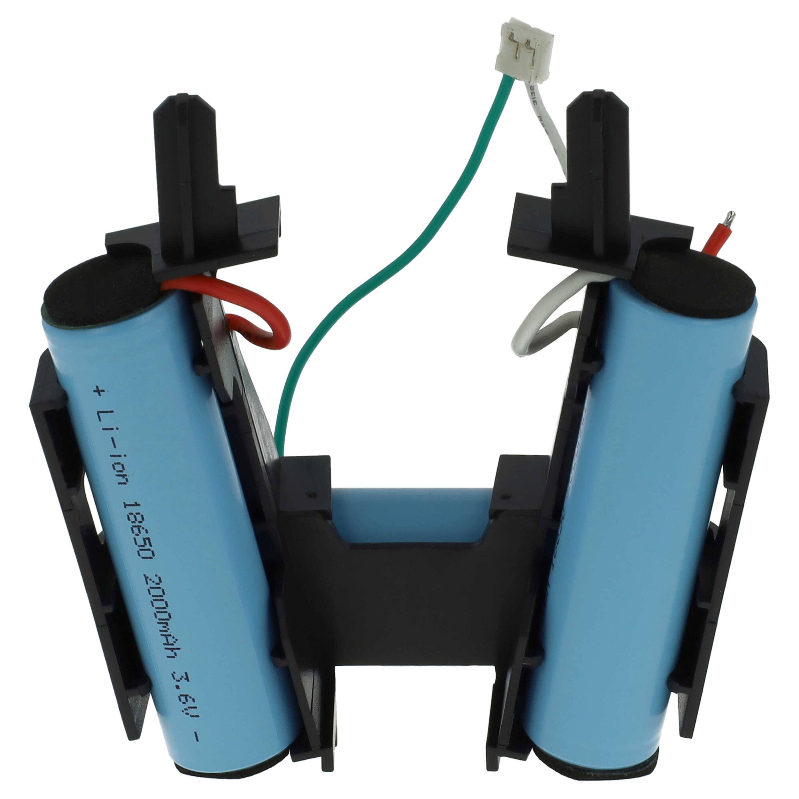 Zwei blaue zylindrische Lithium-Ionen-Batterien mit der Aufschrift „Li-Ion 18650 2000mAh 3,7V