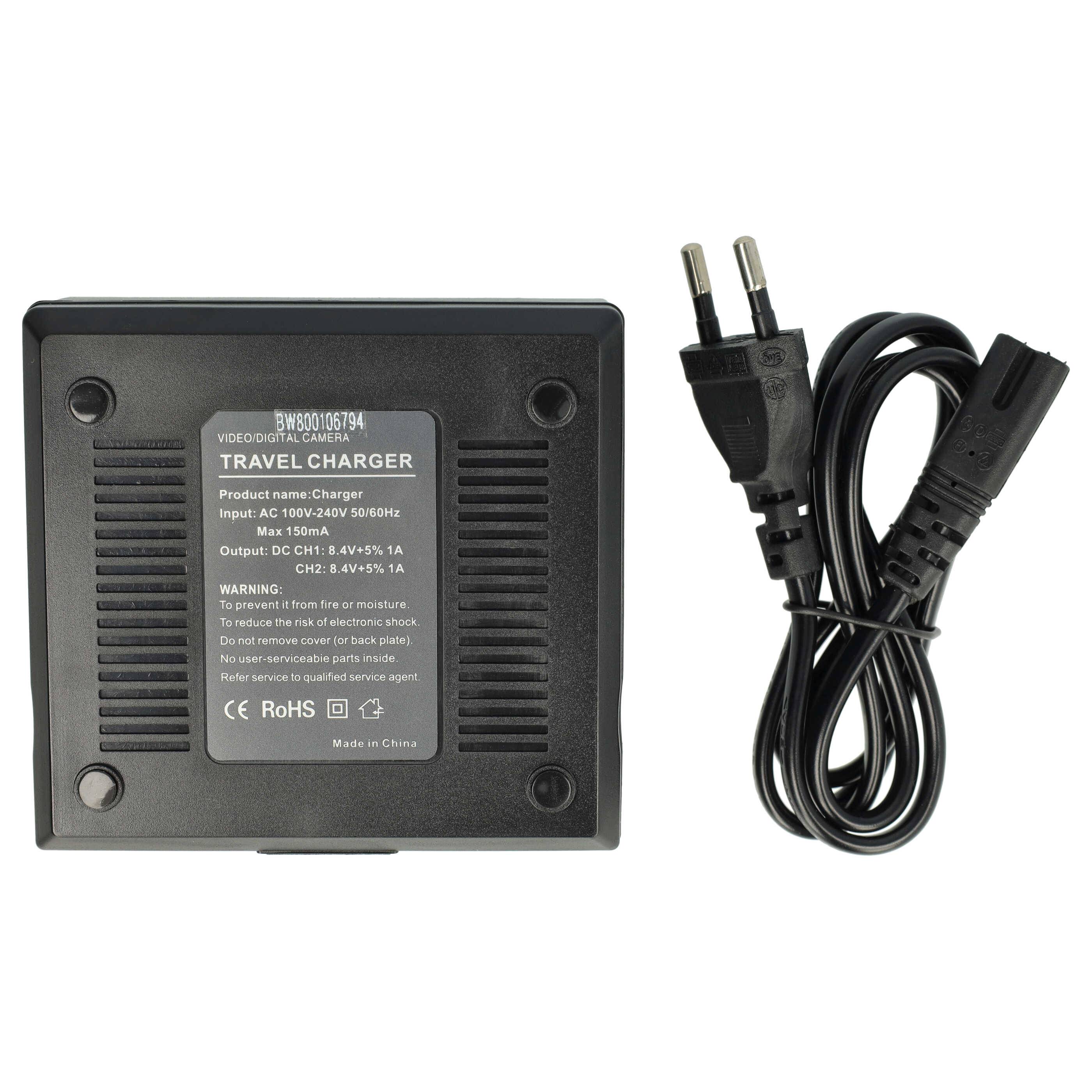 vhbw Dual Ladegerät kompatibel mit JVC BN-VF808, BN-VF808U, BN-VF815, BN-VF815U, BN-VF823 Kamera Camcorder/Akku - Ladeschale, Ladestandsanzeige