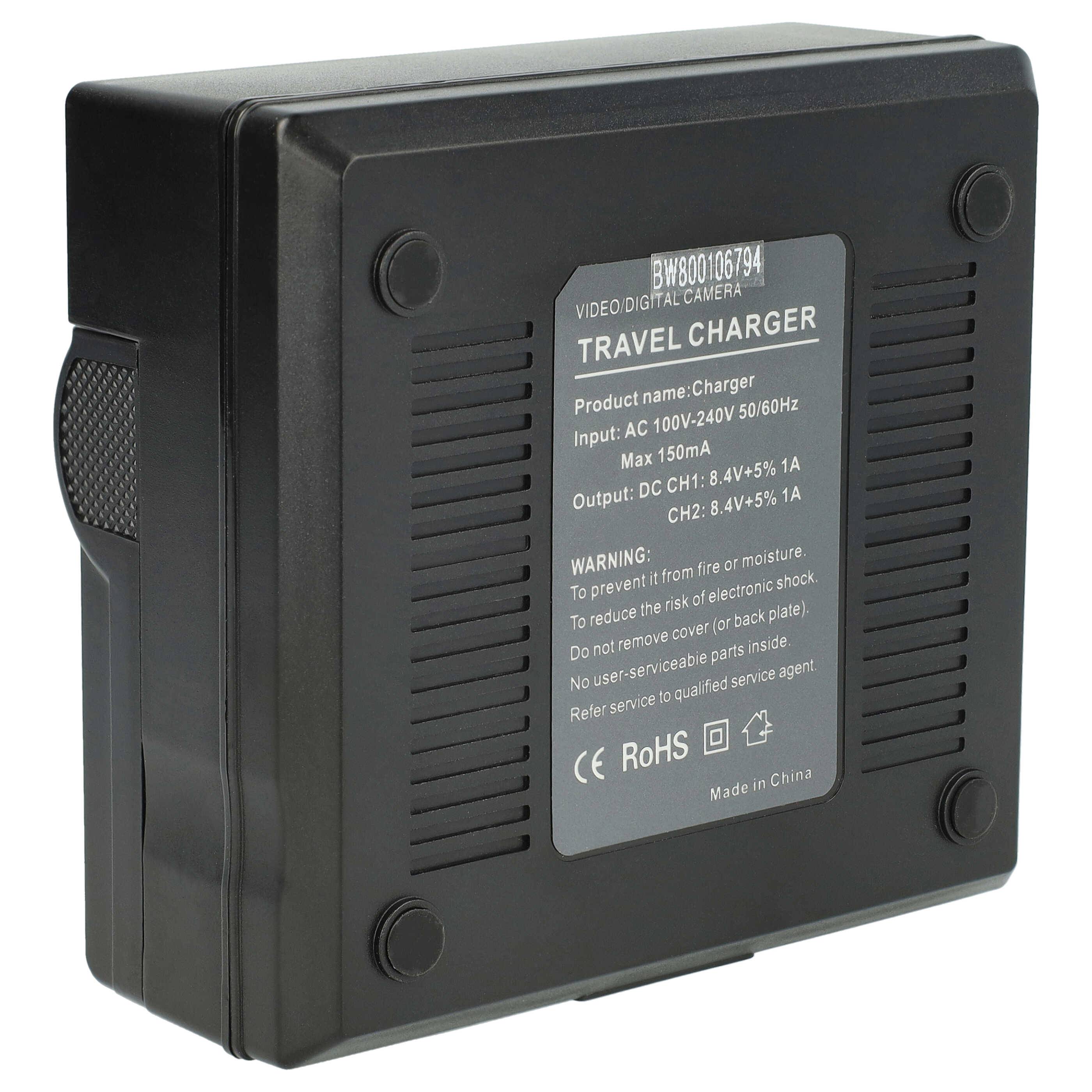 vhbw Dual Ladegerät kompatibel mit JVC BN-VF808, BN-VF808U, BN-VF815, BN-VF815U, BN-VF823 Kamera Camcorder/Akku - Ladeschale, Ladestandsanzeige