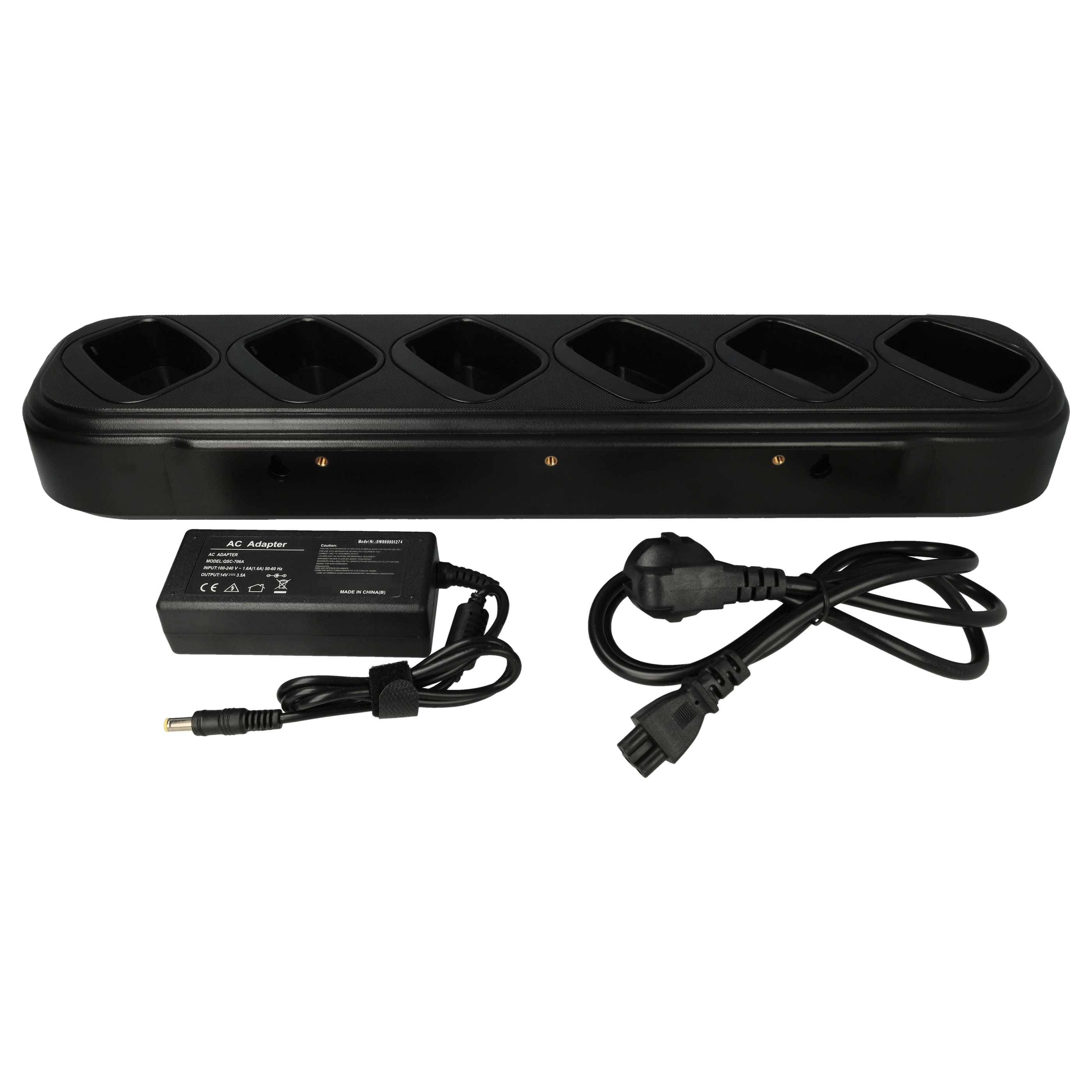 vhbw 6-fach Ladegerät kompatibel mit Motorola NNTN5510 Funkgerät-Akkus - Ladestation + Netzteil, 8,4 V, 0,4 A
