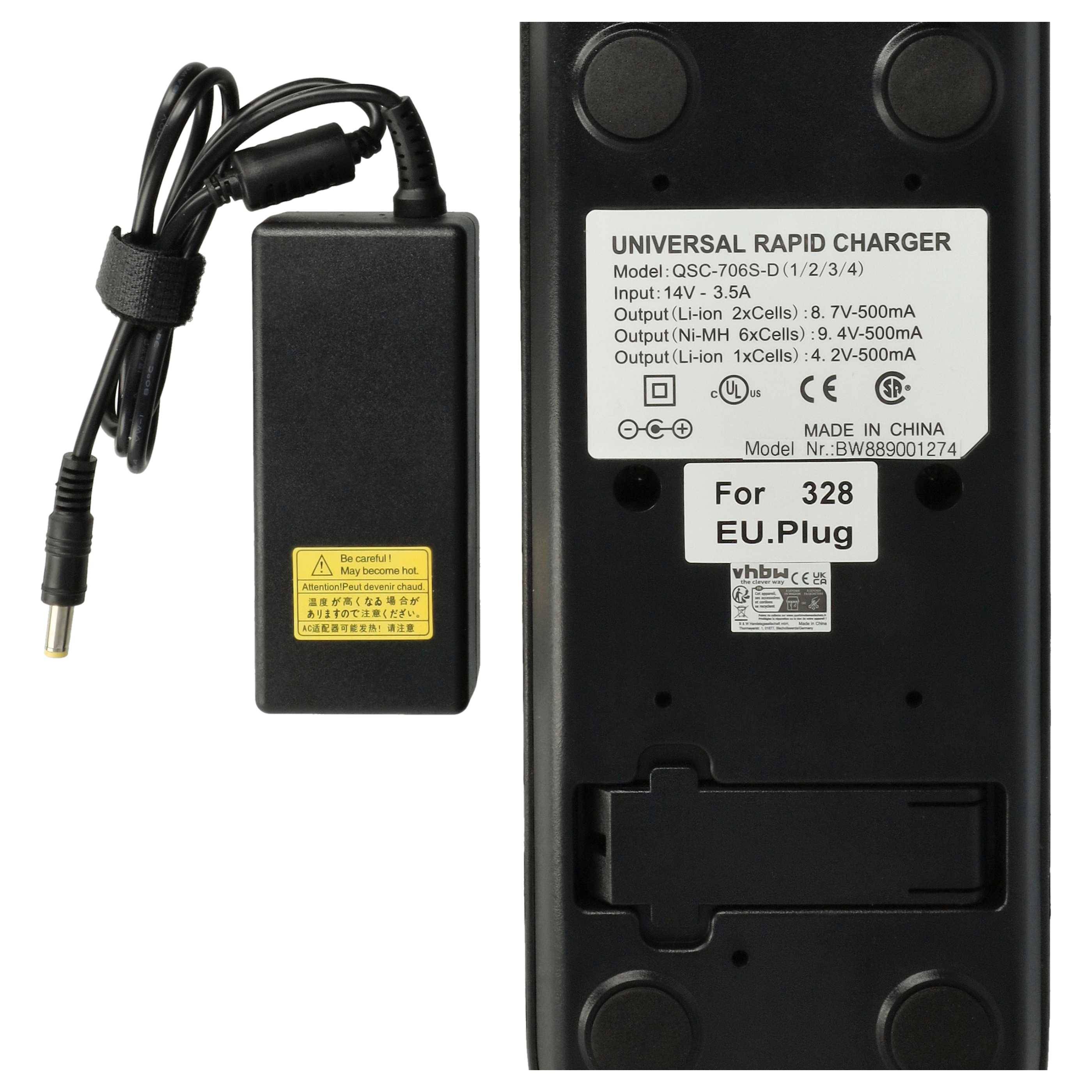 vhbw 6-fach Ladegerät kompatibel mit Motorola GP680 EX Funkgerät-Akkus - Ladestation + Netzteil, 8,4 V, 0,4 A