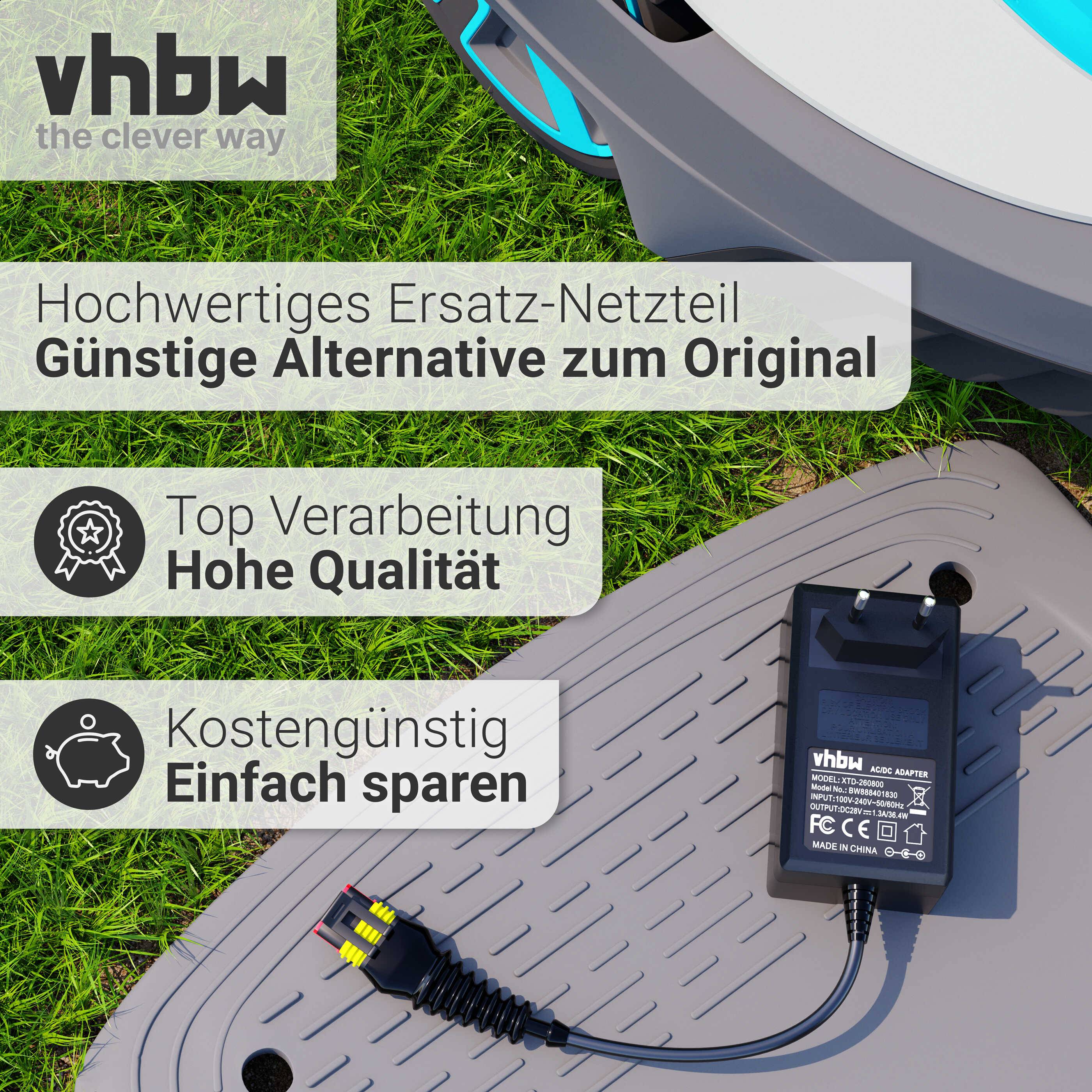 vhbw Netzteil kompatibel mit Gardena R200LiC, R38Li (2016), R180LiC, R40li, R50Li, R200Li, R45Li, R70Li Mähroboter - 10,1 cm