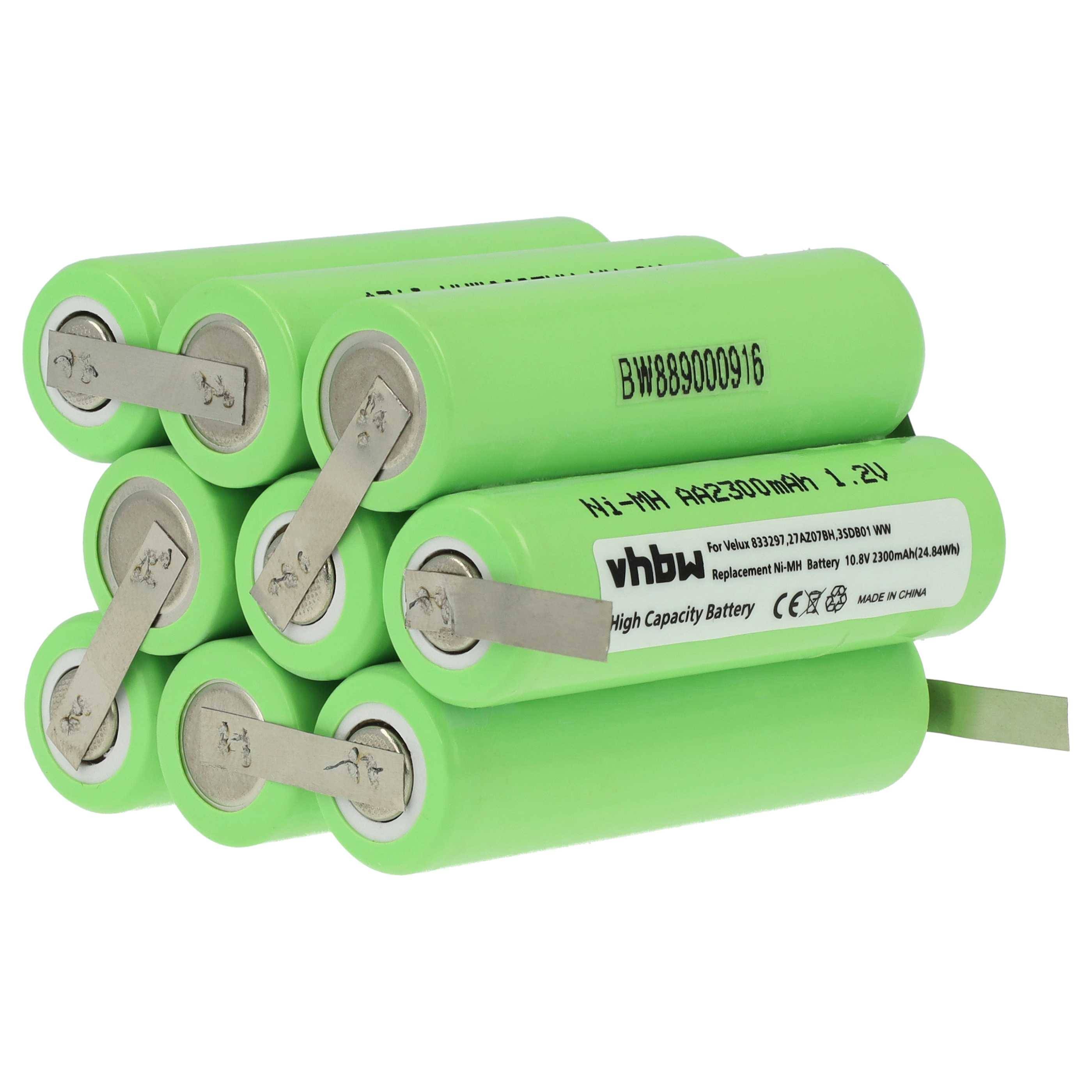 vhbw Akku kompatibel mit Velux Dachfensterrollladen und Rollladen | Solarfenster anderer Hersteller (2300mAh, 10,8V, NiMH)