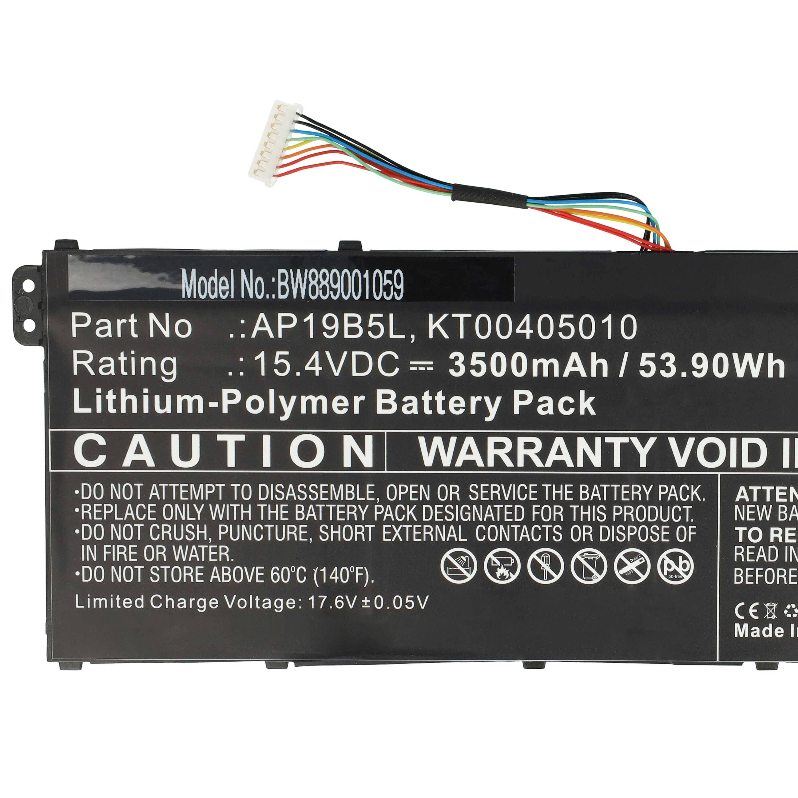 vhbw Akku kompatibel mit Acer Aspire 5 A515-43-R19L, A515-43-R1JA, A515-43-R1JF, A515-43-R1KW Notebook (3500mAh, 15,4V, Li-Polymer)