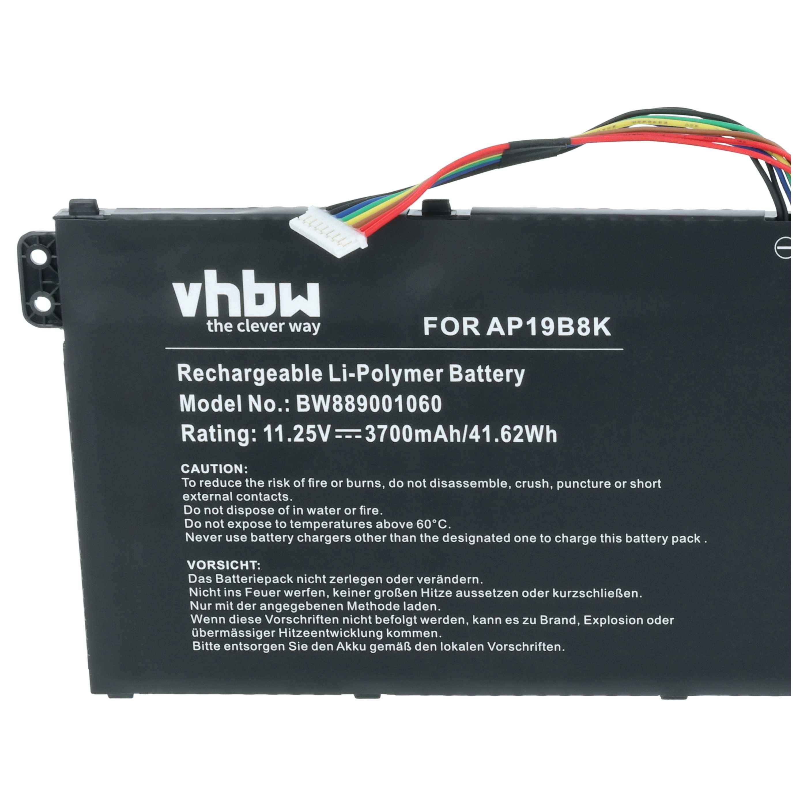vhbw Akku kompatibel mit Acer Aspire 3 A315-57G-31V0, A315-23-R9ZA, A315-23-R9KY Notebook (3700 mAh, 11,25 V, Li-Polymer)