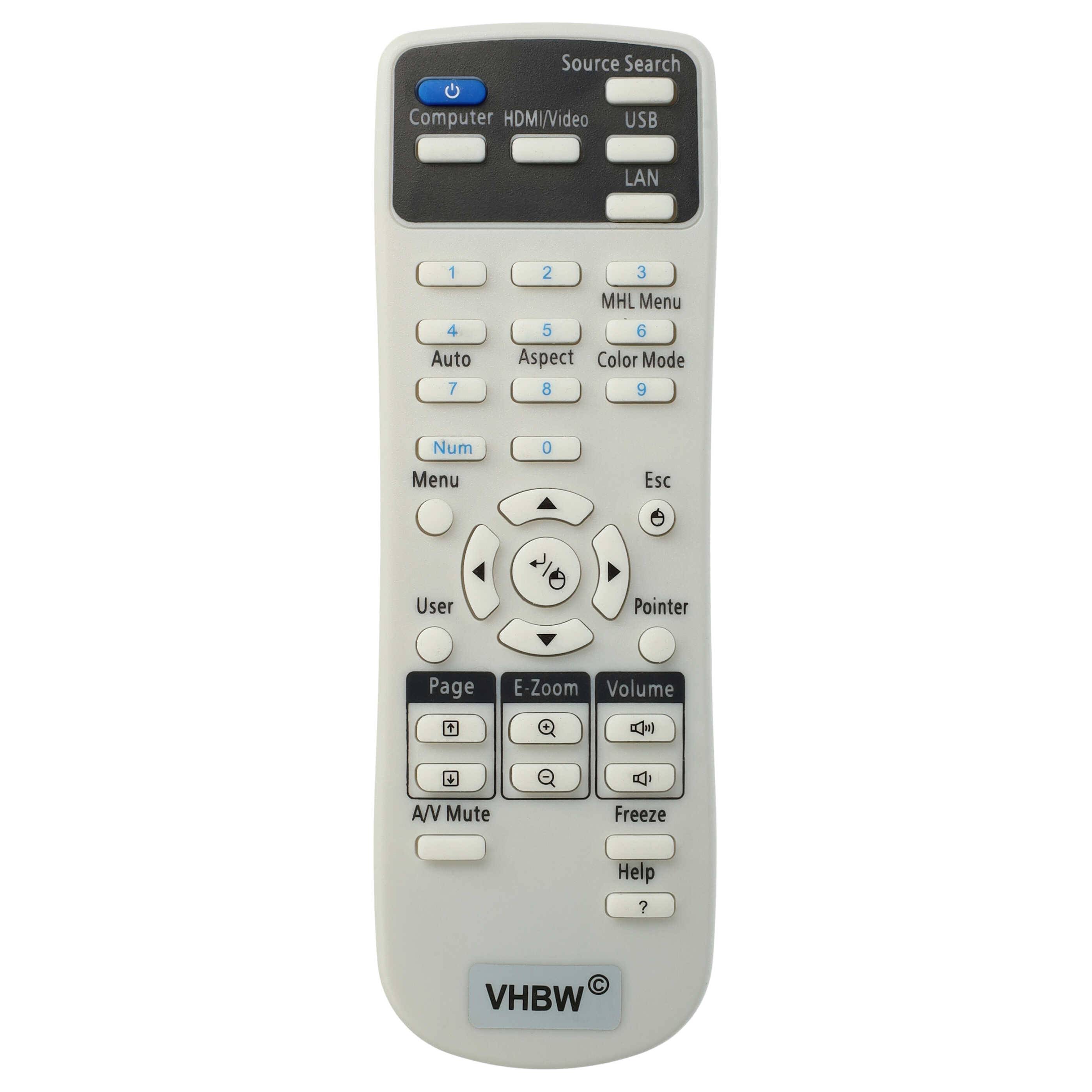 vhbw Fernbedienung kompatibel mit Epson EX7240, H719A, EX9200 PRO, EX7240 PRO, EX9200, PowerLite 1224 Beamer - Ersatzfernbedienung