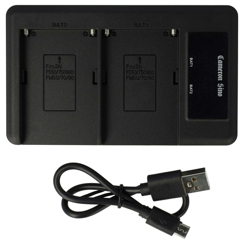 vhbw Dual Ladegerät kompatibel mit Panasonic NV-GS60EB-S, NV-GS60EG-S, NV-GS65, NV-GS60 Kamera Camcorder/Akku - Ladeschale + Micro-USB-Kabel