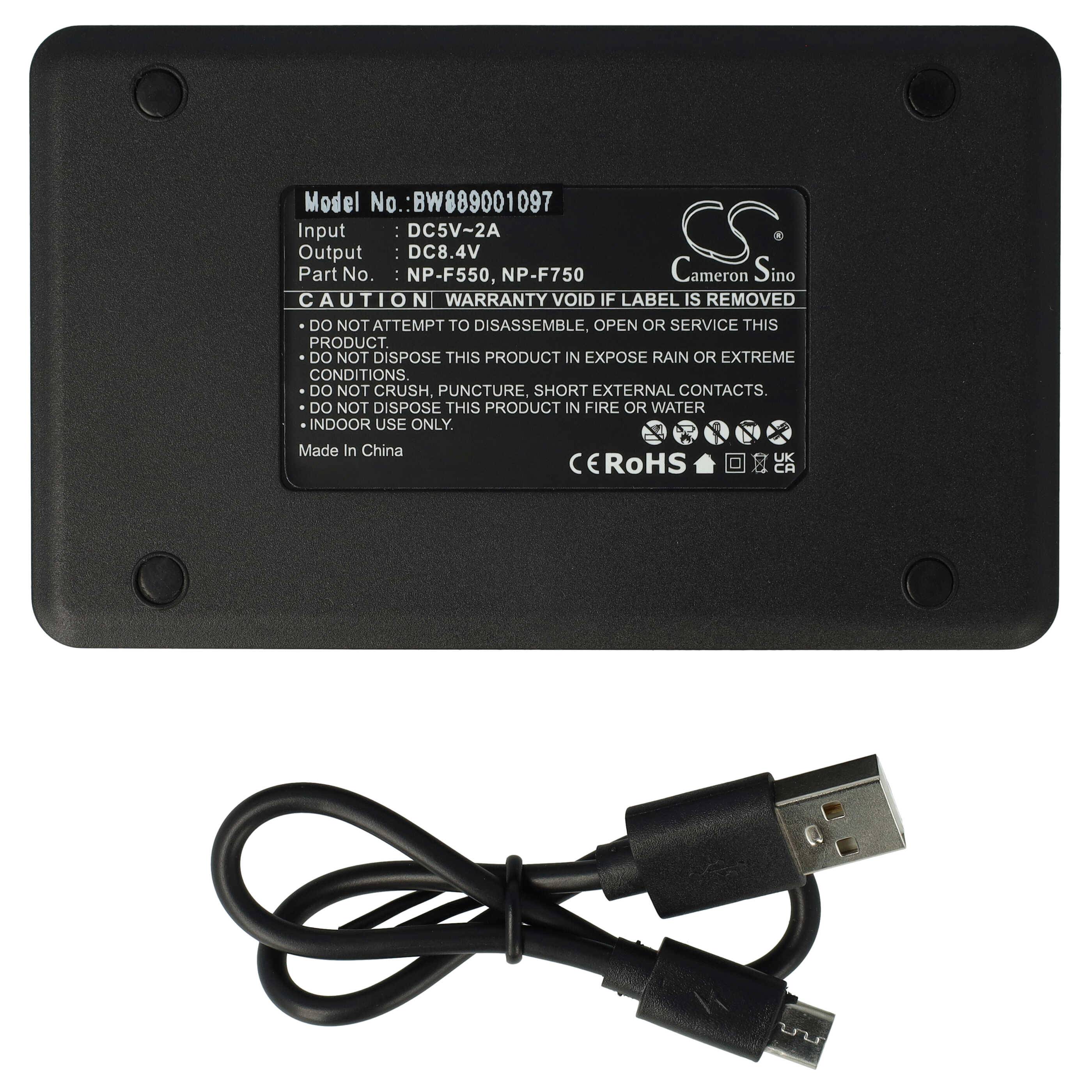 vhbw Dual Ladegerät kompatibel mit Panasonic NV-GS60EB-S, NV-GS60EG-S, NV-GS65, NV-GS60 Kamera Camcorder/Akku - Ladeschale + Micro-USB-Kabel