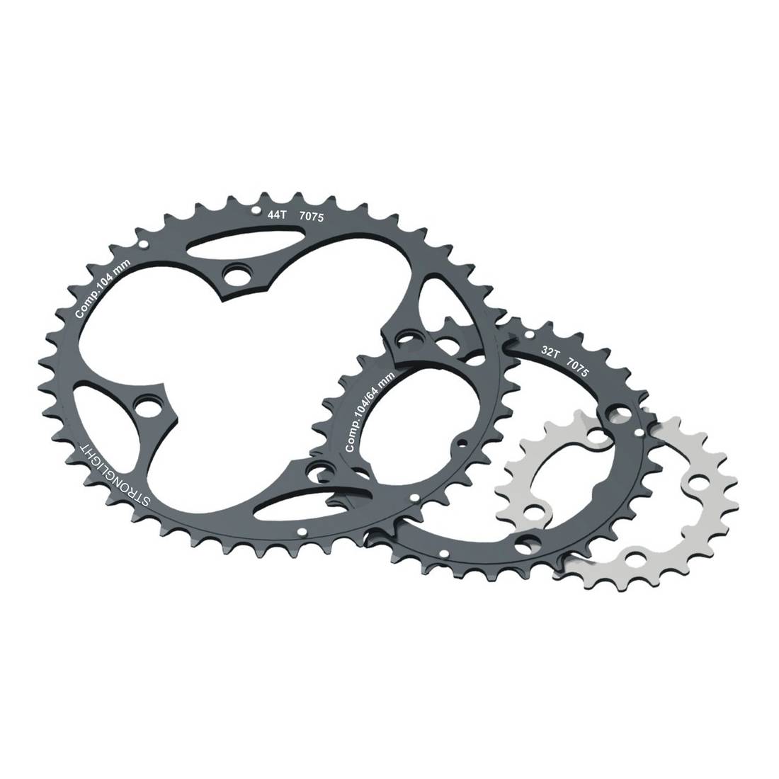 STRONGLIGHT 262507 Kettenblatt MTB 104/64 außen 44 Zähne, 9-fach, schwarz (1 Stück)