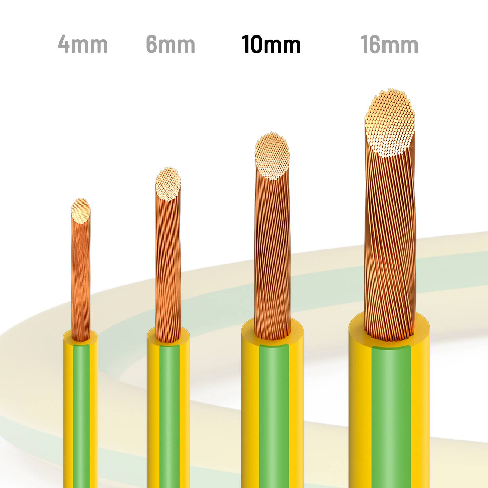 hb-digital 300m PVC Aderleitung H07V-K Erdungskabel 10mm2 Erdungsleitung flexibel für Solaranlagen grün-gelb