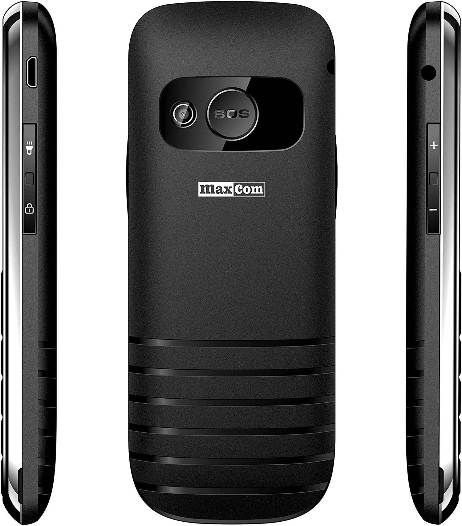 Maxcom MM 720BB Großtasten Multi-Media Handy micro-SIM (5,6 cm (2,2 Zoll) Farbdisplay, Bluetooth) mit Ladeschale schwarz