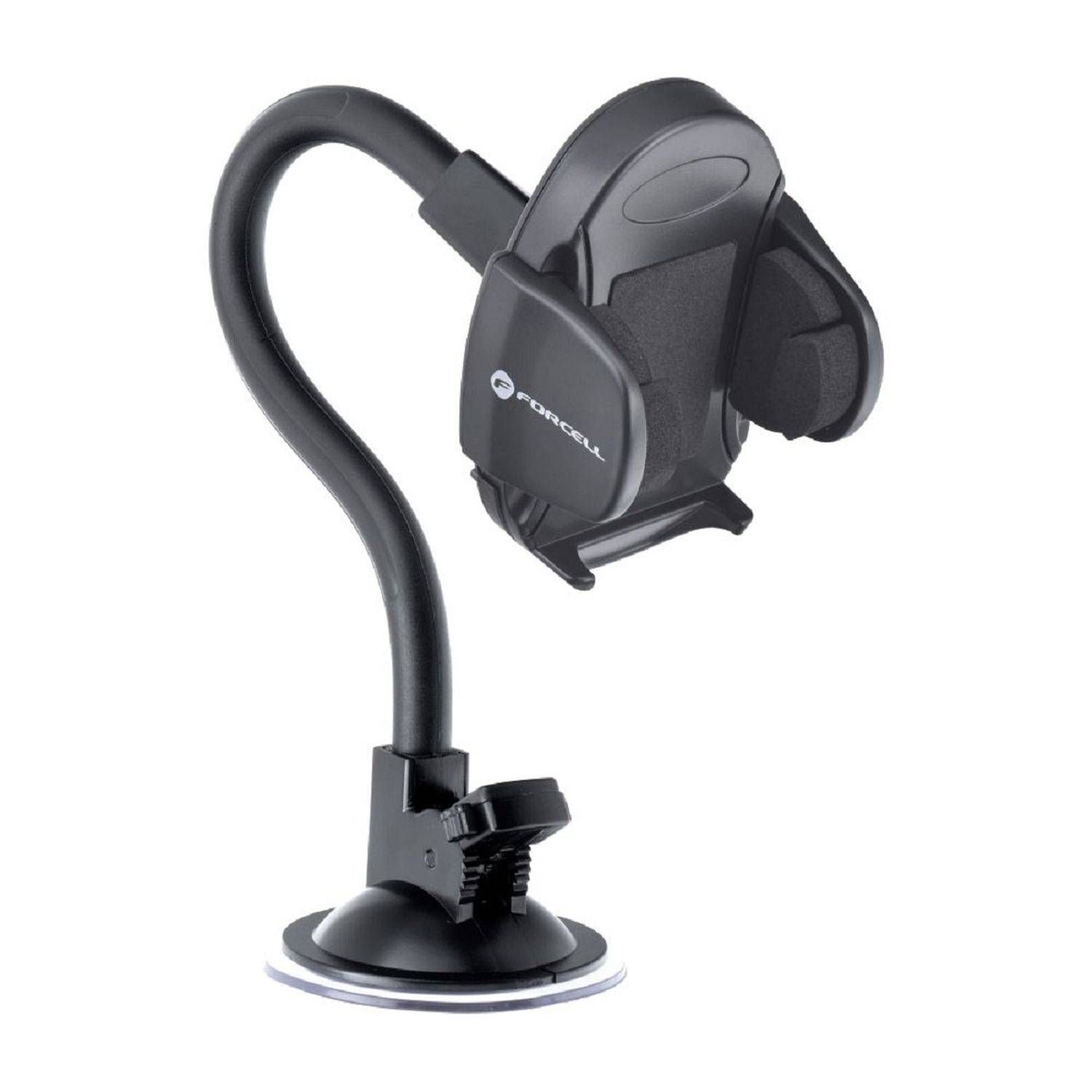 FORCELL Autohalterung KFZ-Halterung GSM (OVAL) + Bogen (27cm) für die Lüftungsöffnung und Windschutzscheibe Schwarz