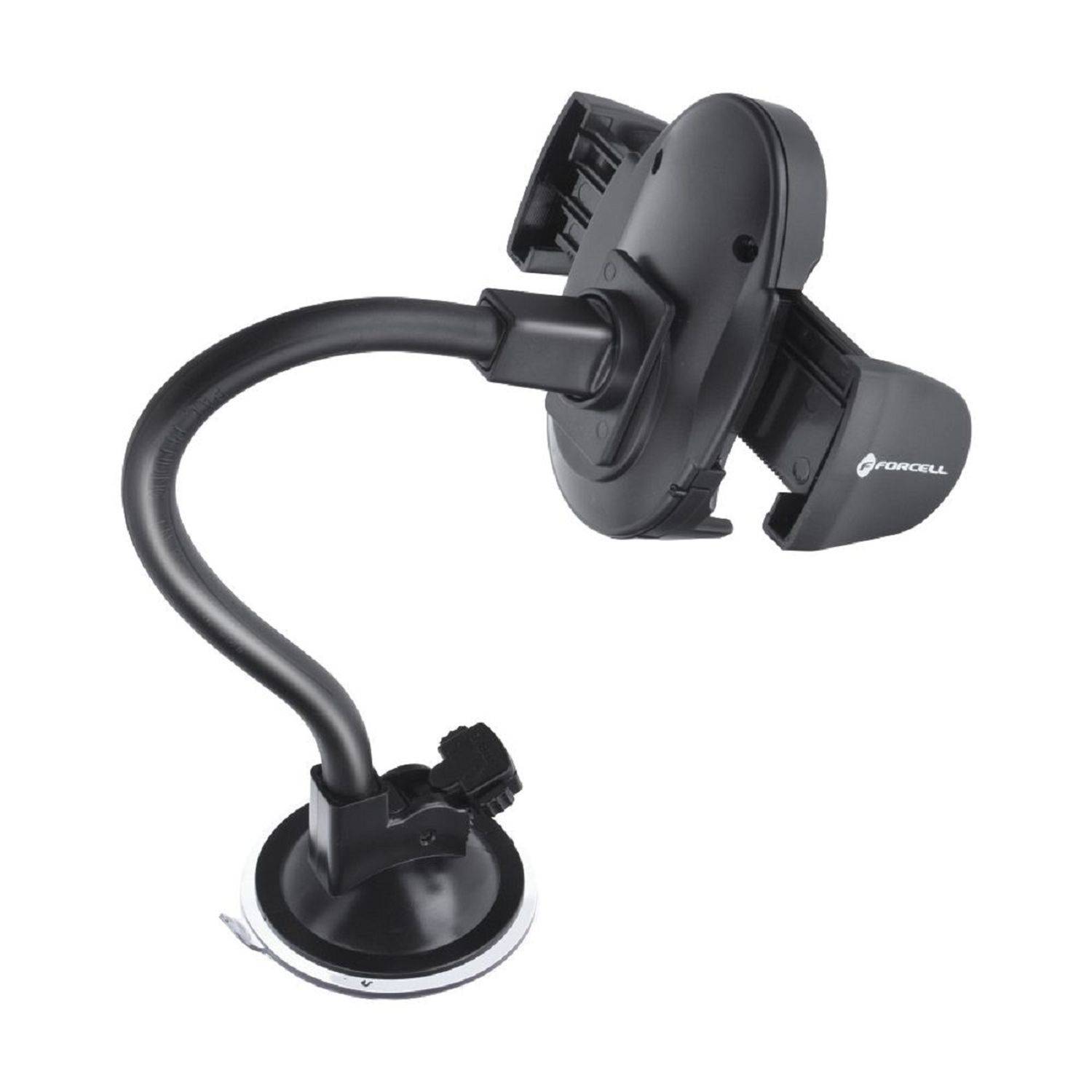 FORCELL Autohalterung KFZ-Halterung GSM (OVAL) + Bogen (27cm) für die Lüftungsöffnung und Windschutzscheibe Schwarz