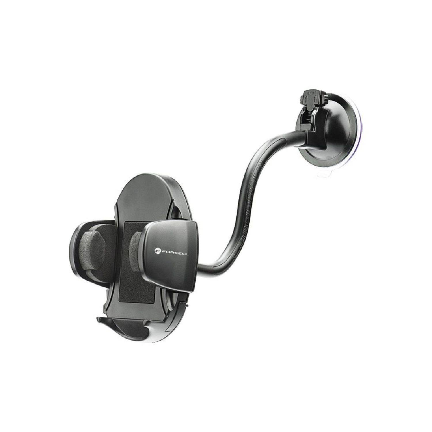 FORCELL Autohalterung KFZ-Halterung GSM (OVAL) + Bogen (27cm) für die Lüftungsöffnung und Windschutzscheibe Schwarz