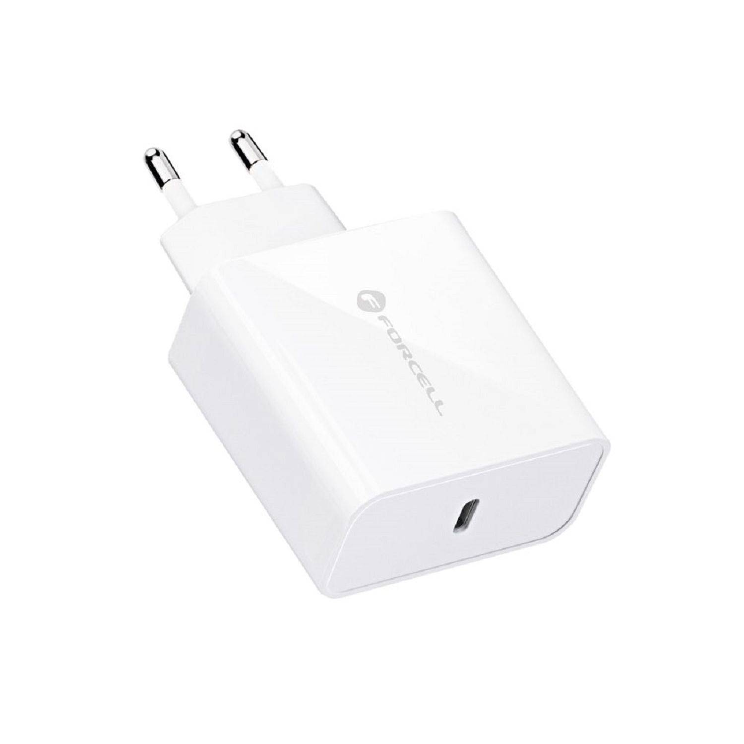 Forcell NETZ-Ladegerät mit USB Typ C - 3A 45W Anschluss mit PD und Quick Charge 4.0 Ladefunktion Weiß