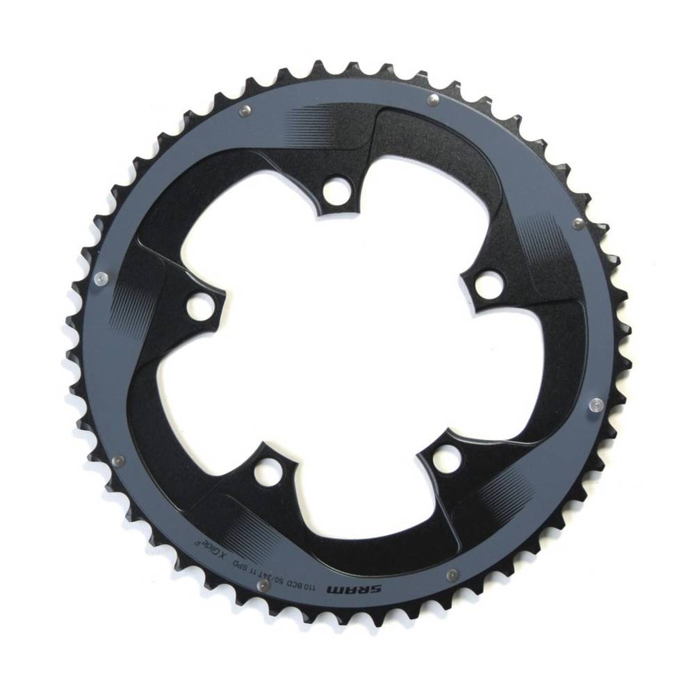 SRAM 11.6218.010.001 KettenblattForce22 11-fach X-Glide Alu 50 Z.S3 Yaw 110Ø 5-L.f.50/34Z., schwarz (1 Stück)