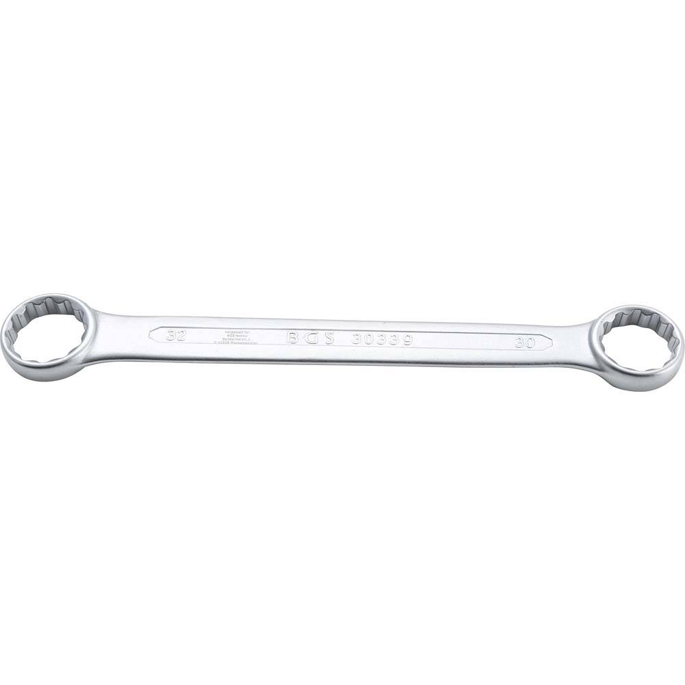 Doppel-Ringschlüssel - extra flach - Chrom-Vanadium-Stahl - Zwölfkant - SW 1 30 mm - SW 2 32 mm - 370 g