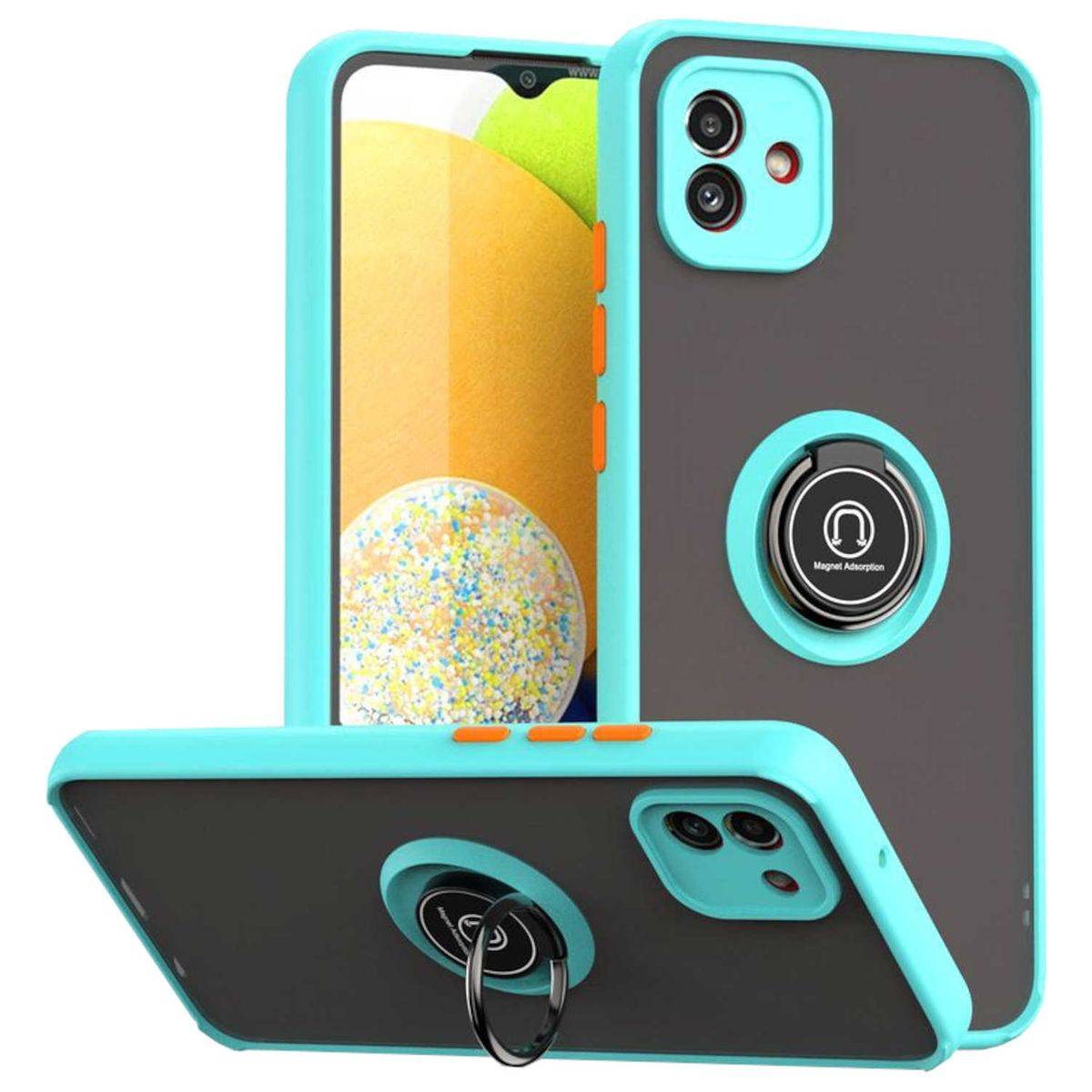 Für Samsung Galaxy A04e Ring Magnet Handy Tasche Hülle Etuis Case Blau