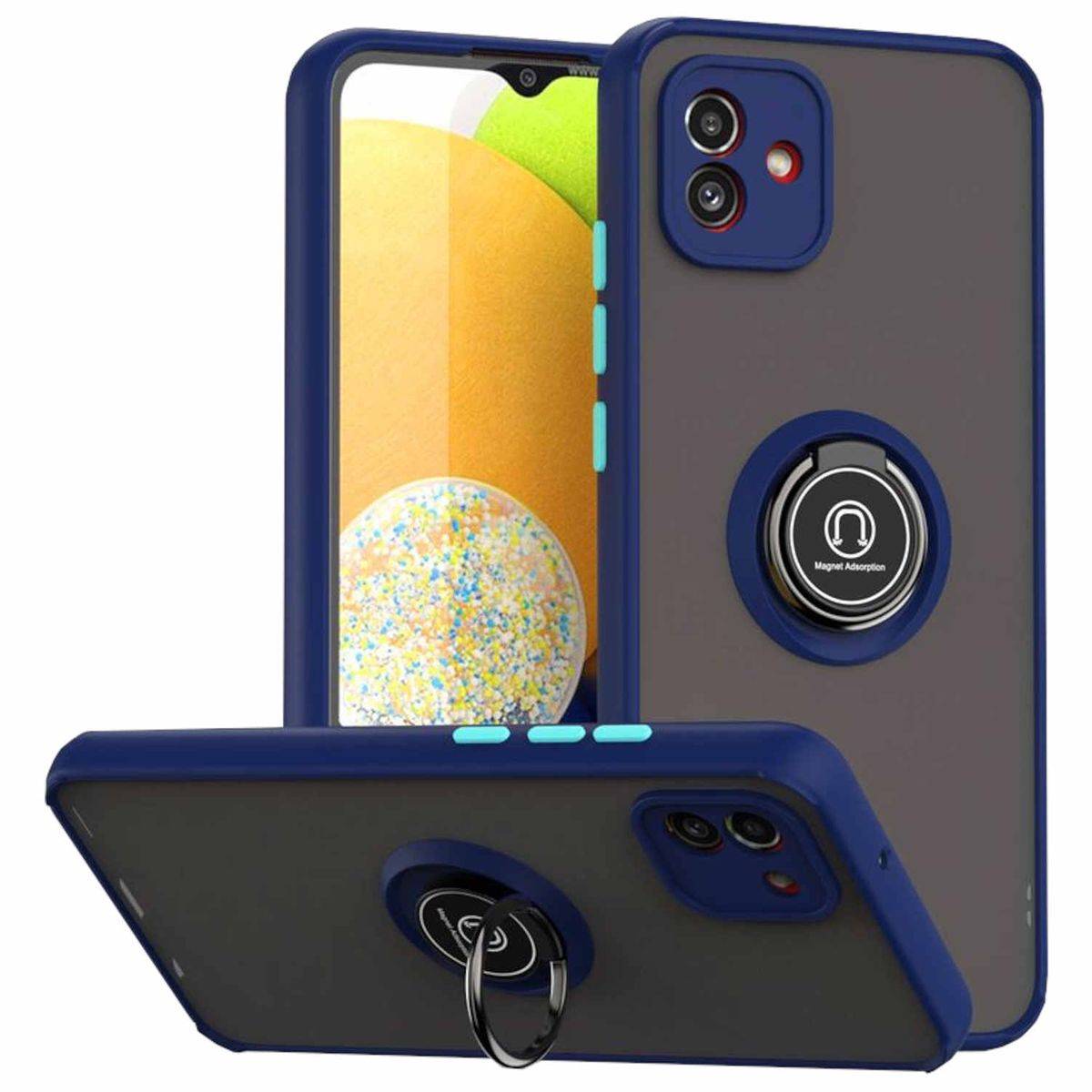 Für Samsung Galaxy A04e Ring Magnet Handy Tasche Hülle Etuis Case Blau