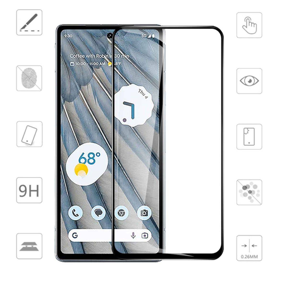 Für Google Pixel 7A 3D Premium 0,3 mm H9 Hart Glas Schwarz Folie Schutz Hülle Zubehör Neu