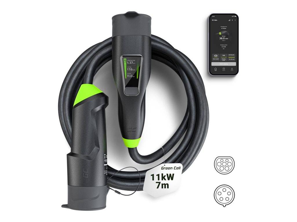 Green Cell Habu - EV-Ladestation - 7 m, 2-in-1, mit GC App - 11 kW - 16 A (IEC 60309)