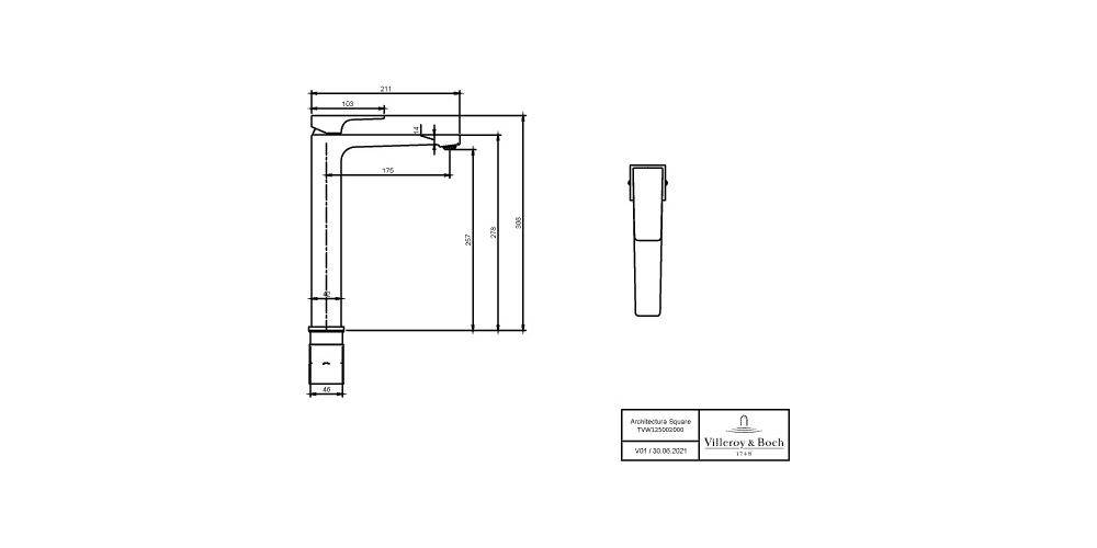 Villeroy & Boch V&B EH-WTbatt ARCHITECTURA SQUARE 50x211x306mm,