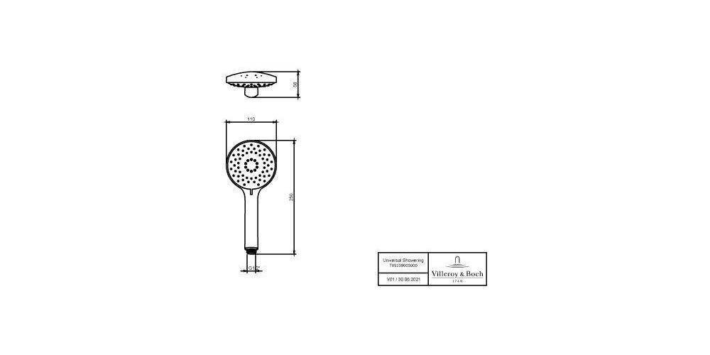 Villeroy & Boch V&B Handbrause UNIVERSAL SHOWERS 110x56x250mm, rund