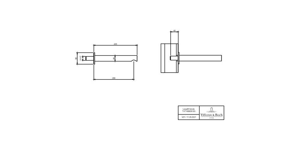 Villeroy & Boch V&B Wannenauslauf LOOP & FRIENDS 60x60x225mm, rund
