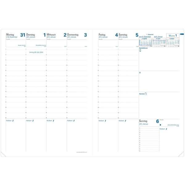 Buchkalender Prenote A4 Montebello marineblau 2026