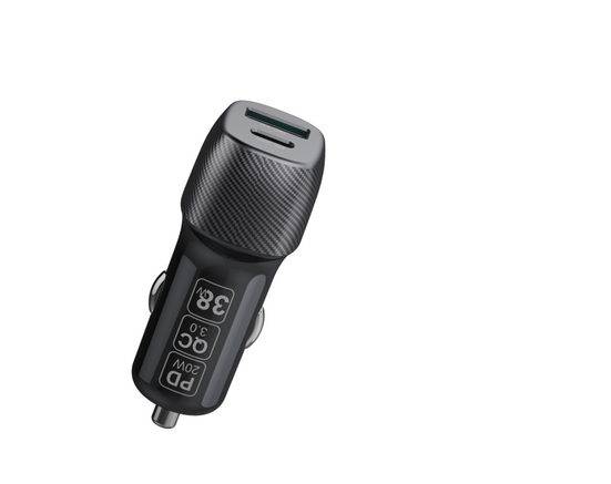 COFI 38W Dual 1x USB 1x Typ-C Quick Auto Ladegerät Schnell-Adapter PD Port Typ-C KFZ Adapter schwarz