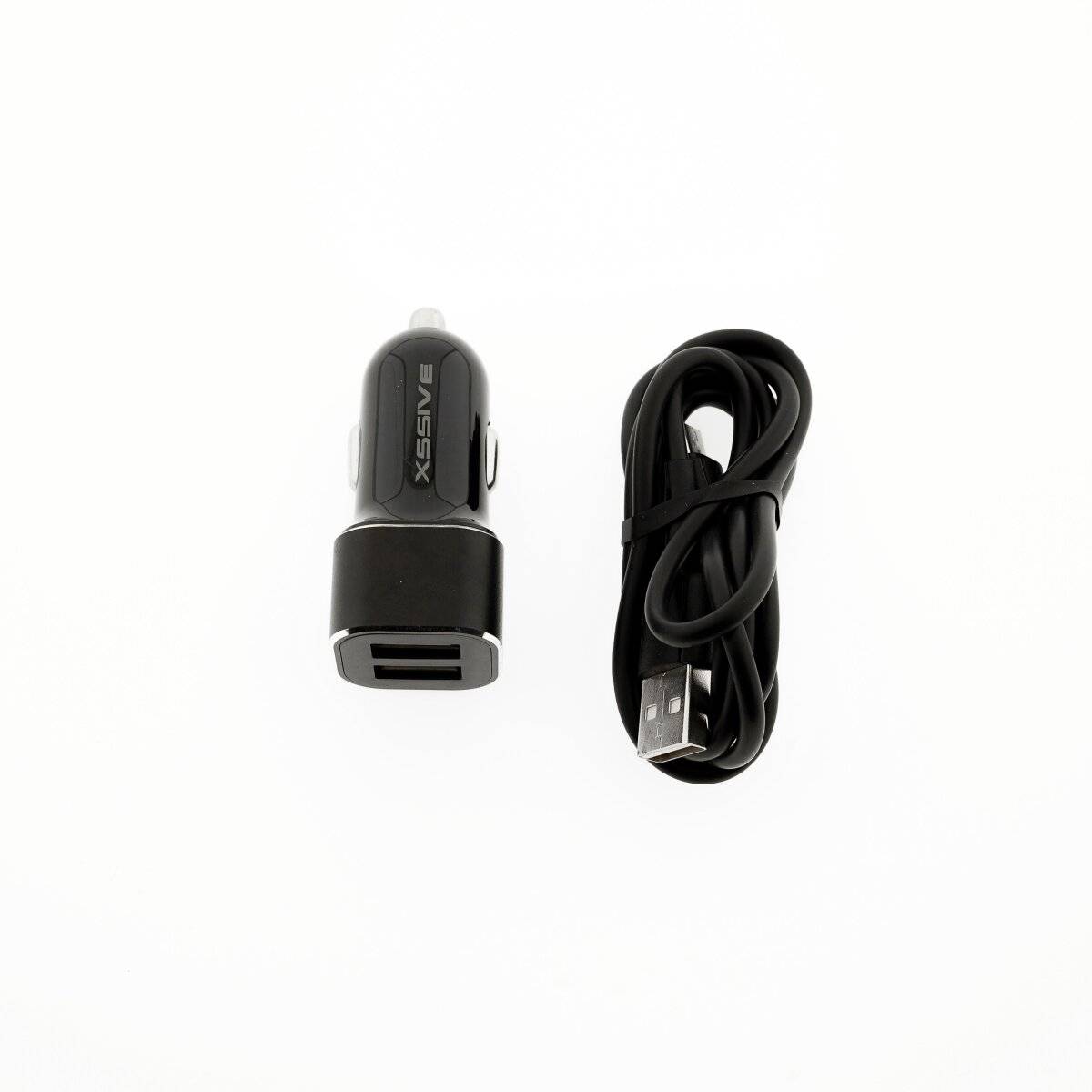 Dual USB KfZ Ladegerät Zigarettenanzünder 2.4A Output 1m Micro Kabel