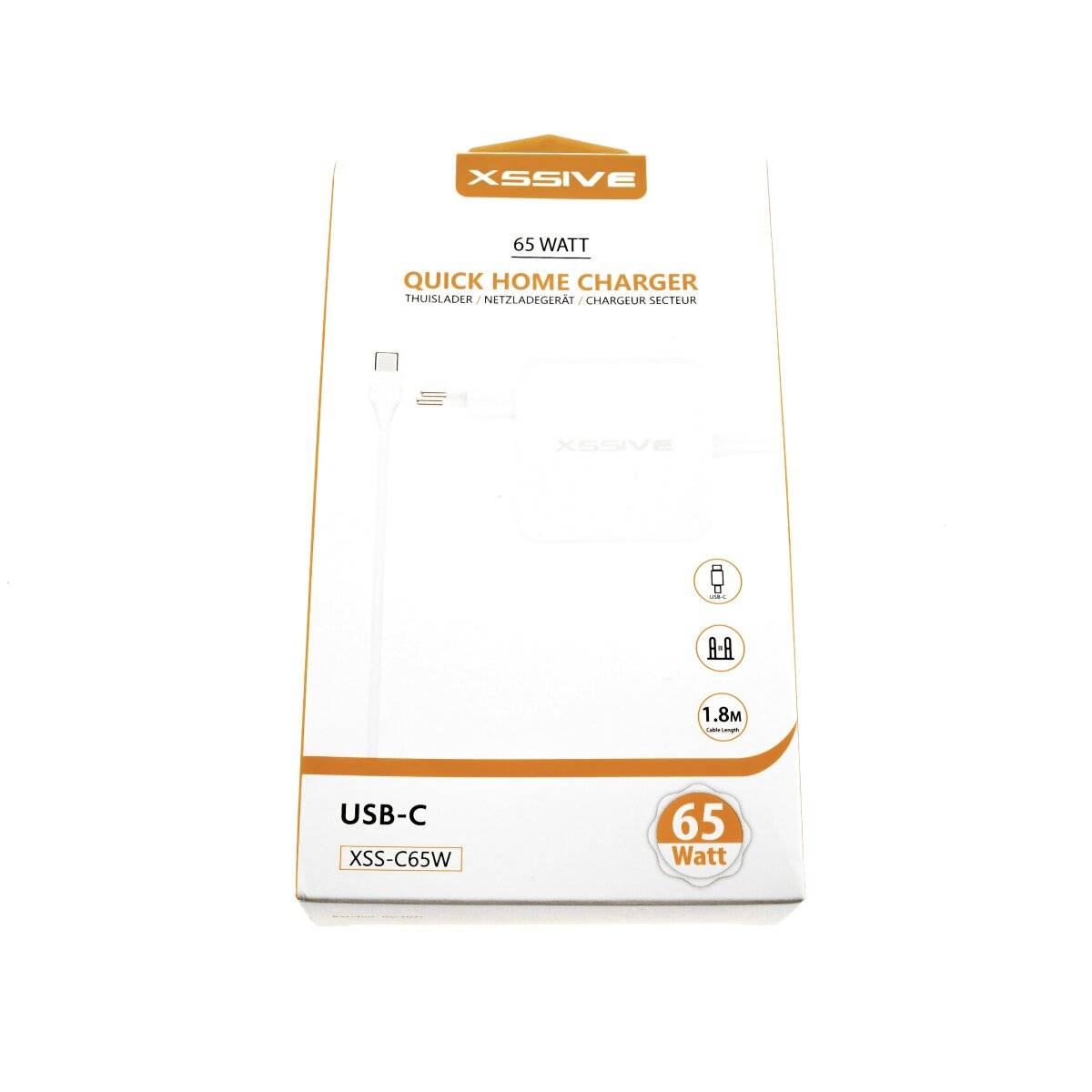 65W Schnelladegerät USB-C 1.8m für Smartphone, Tablet, Notebook