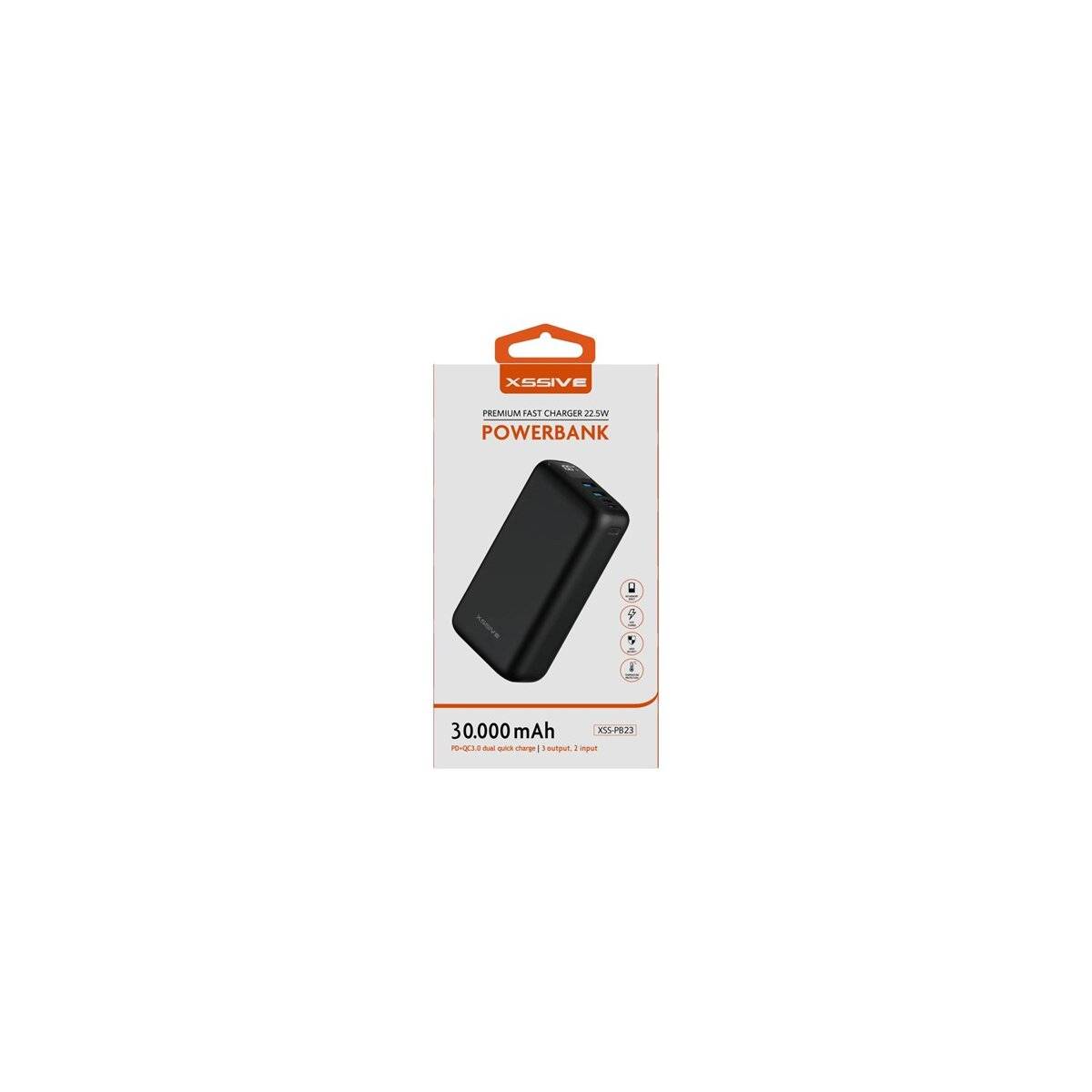 Schnell Powerbank Ladegerät 30.000 mAh QC/PD 2 Input 3 Output Schwarz