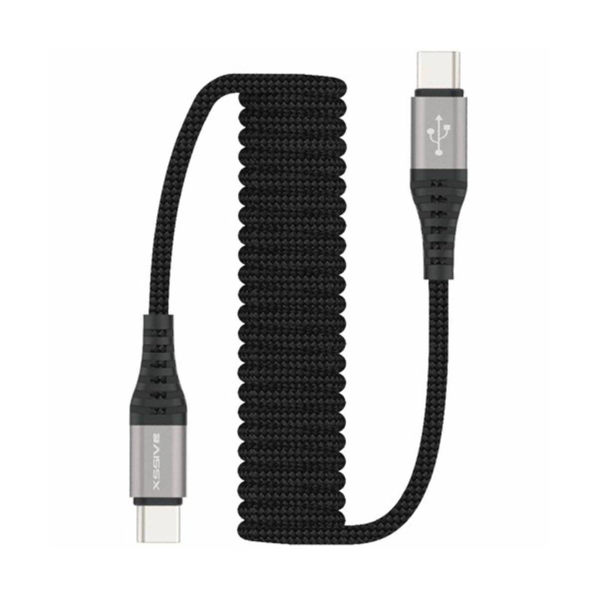 1,5 m Lade- und Datenkabel USB-C zu USB-C Strechable geflochten