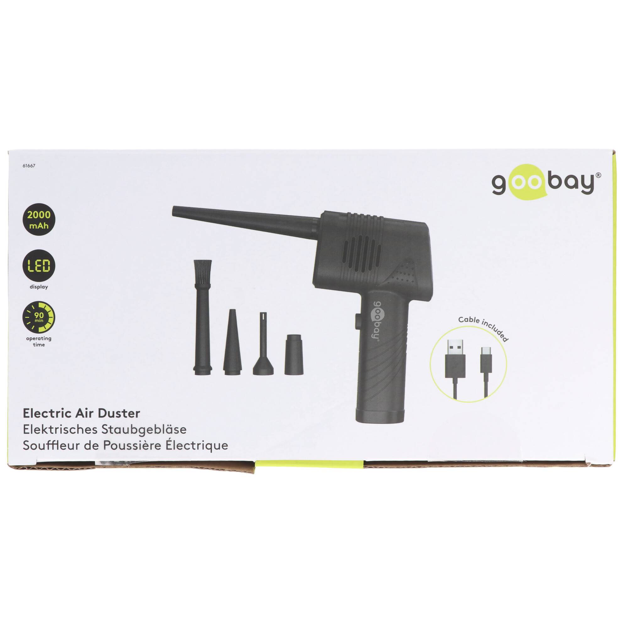 Goobay elektrisches Staubgebläse mit USB-C Ladekabel Li-ion 10,8V 2000mAh