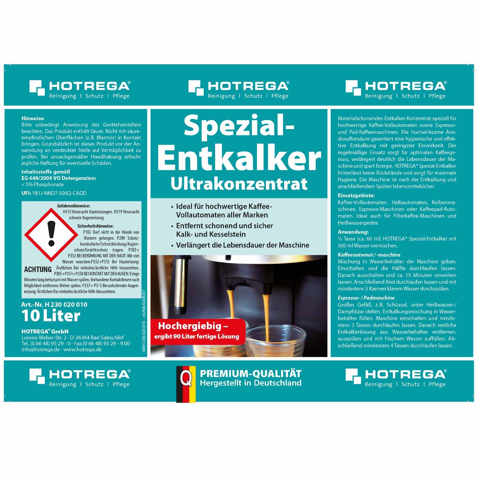 HOTREGA Spezial-Entkalker Ultrakonzentrat - Inhalt:10 Liter