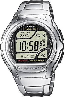 Casio Wave Ceptor Herrenarmbanduhr WV-58DE-1AVEF, Funkuhr, schwarz, massives Edelstahlarmband (WV-58DE-1AVEF)
