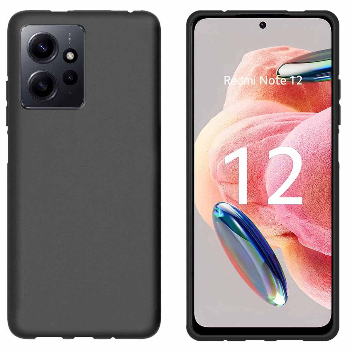 Für Xiaomi Redmi Note 12 4G Silikoncase TPU Schutz Schwarz Handy Tasche Hülle Cover Etui Zubehör Neu